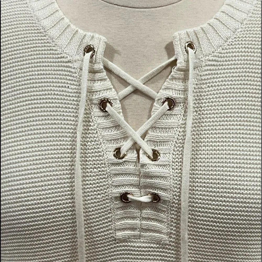 Charter Club Marled Lace-Up Tunic Sweater in the Size Large